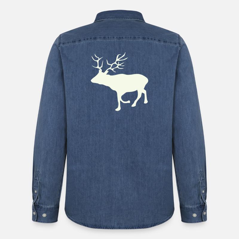 Hirsch Reh - Männer Jeanshemd Organic von Stanley/Stella - verwaschenes Mittelblau