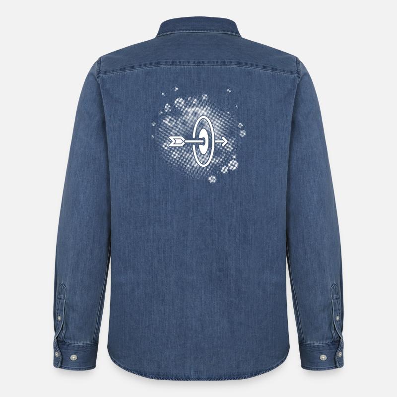 Flèche avec arrière-plan de points - Chemise en denim homme bio Stanley/Stella - bleu moyen délavé 