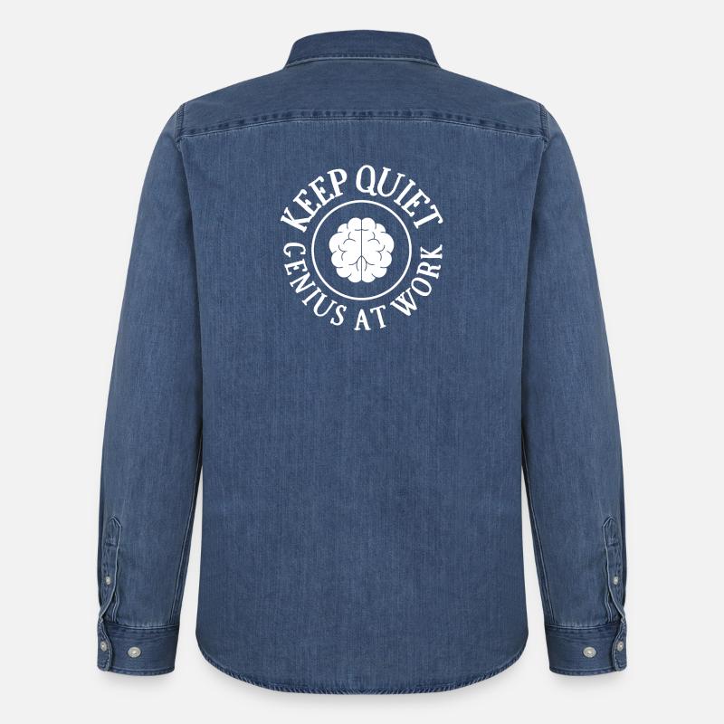 Arbeit, Technik, ich bin ein Genie - Männer Jeanshemd Organic von Stanley/Stella - verwaschenes Mittelblau 