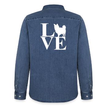 Love Chihuahua - Männer Jeanshemd Organic von Stanley/Stella - verwaschenes Mittelblau  - Hinten - AI Model Male 185 light (185cm)