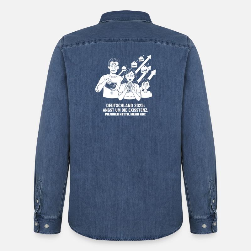 Angst um die Existenz - Männer Jeanshemd Organic von Stanley/Stella - verwaschenes Mittelblau 