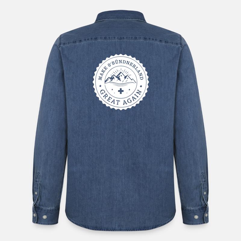 make s'Bünderland great again - Männer Jeanshemd Organic von Stanley/Stella - verwaschenes Mittelblau 