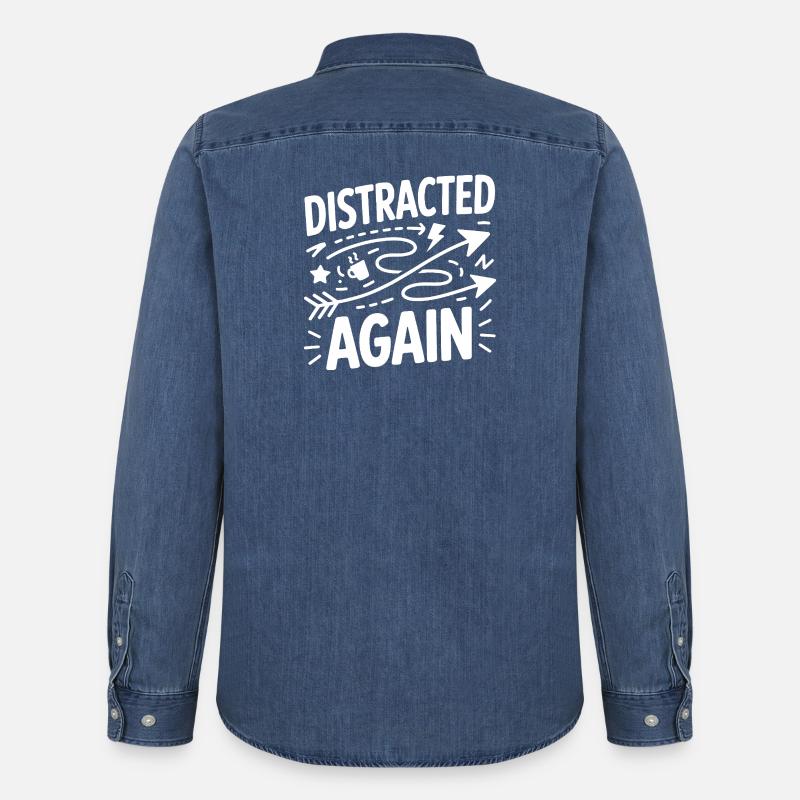 Distracted Again ADHS Chaos - Männer Jeanshemd Organic von Stanley/Stella - verwaschenes Mittelblau 