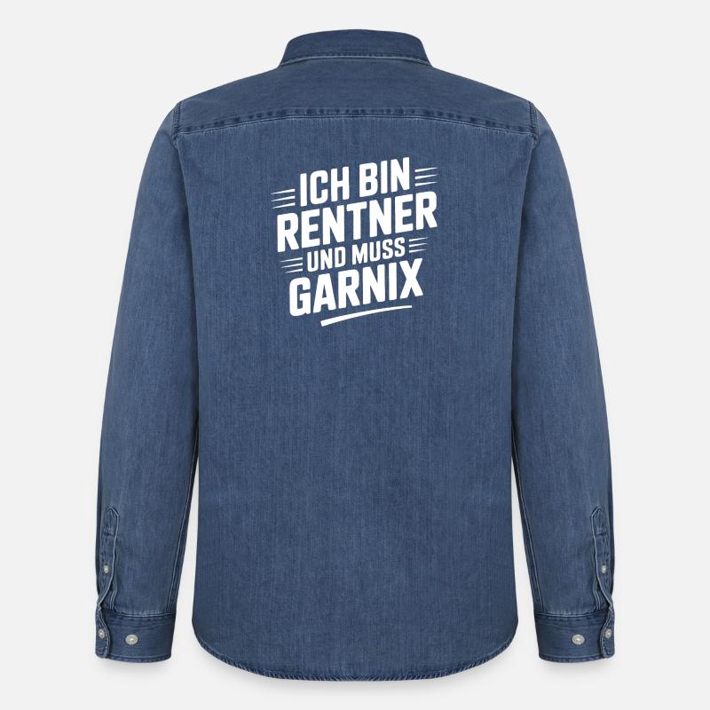 Ich bin Rentner und muss Garnix - Männer Jeanshemd Organic von Stanley/Stella - verwaschenes Mittelblau 