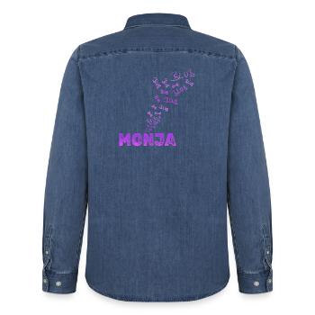 Spass  - Männer Jeanshemd Organic von Stanley/Stella - verwaschenes Mittelblau  - Hinten - AI Model Male 185 light (185cm)