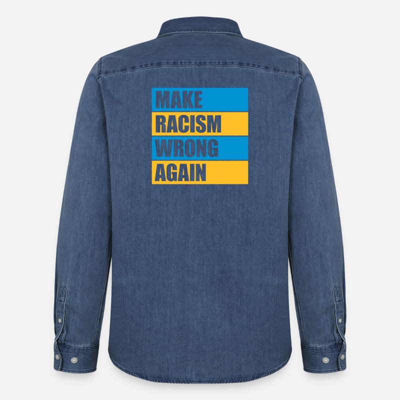 make racism wrong again - Männer Jeanshemd Organic von Stanley/Stella - verwaschenes Mittelblau 