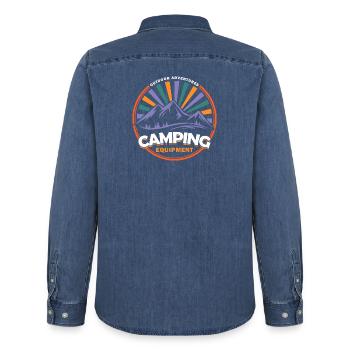 Aventures en plein air - Équipement de camping - Chemise en denim homme bio Stanley/Stella - bleu moyen délavé  - Dos - AI Model Male 185 light (185cm)