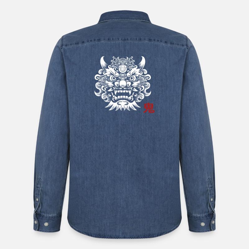 Oni, Demone Giapponese - Camicia in denim uomo bio di Stanley/Stella - blu medio slavato