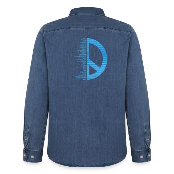 Pacifica - Peace - Men’s Organic Denim Shirt by Stanley/Stella - mid washy  - Back - AI Model Male 185 light (185cm)