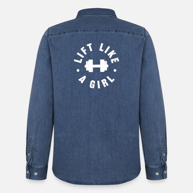 Heben Sie wie ein Mädchen - Männer Jeanshemd Organic von Stanley/Stella - verwaschenes Mittelblau 