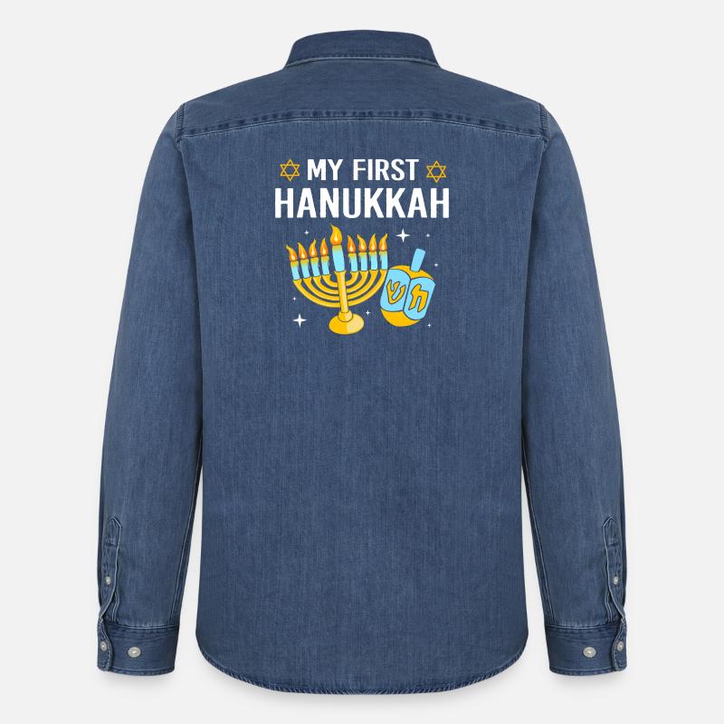 Hanoukka Hanoukka Hanoukka - Chemise en denim homme bio Stanley/Stella - bleu moyen délavé 