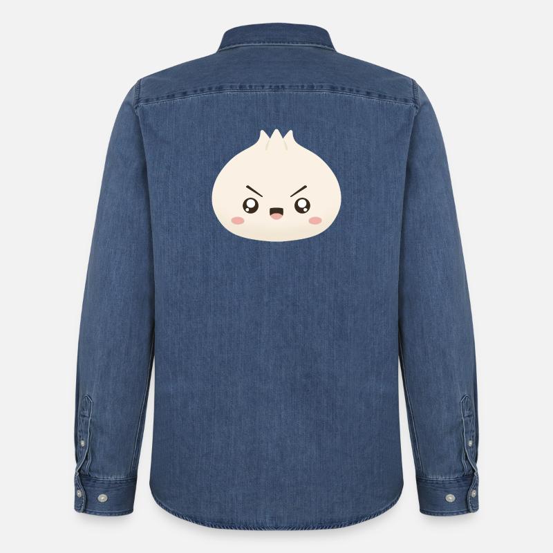 Grumpy Dumpling – süßes Maskottchen - Männer Jeanshemd Organic von Stanley/Stella - verwaschenes Mittelblau 