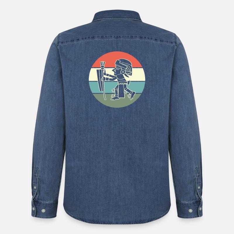 aztec Maya kalender Inka - Männer Jeanshemd Organic von Stanley/Stella - verwaschenes Mittelblau 