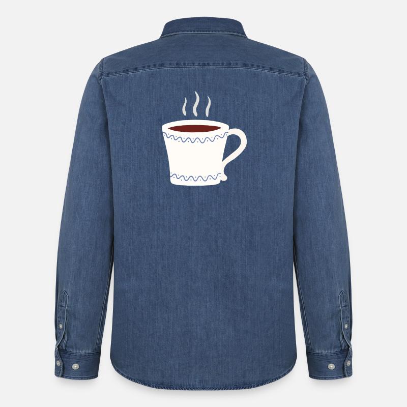 Dampfender Becher mit blauem Wave-Verschluss - Männer Jeanshemd Organic von Stanley/Stella - verwaschenes Mittelblau 