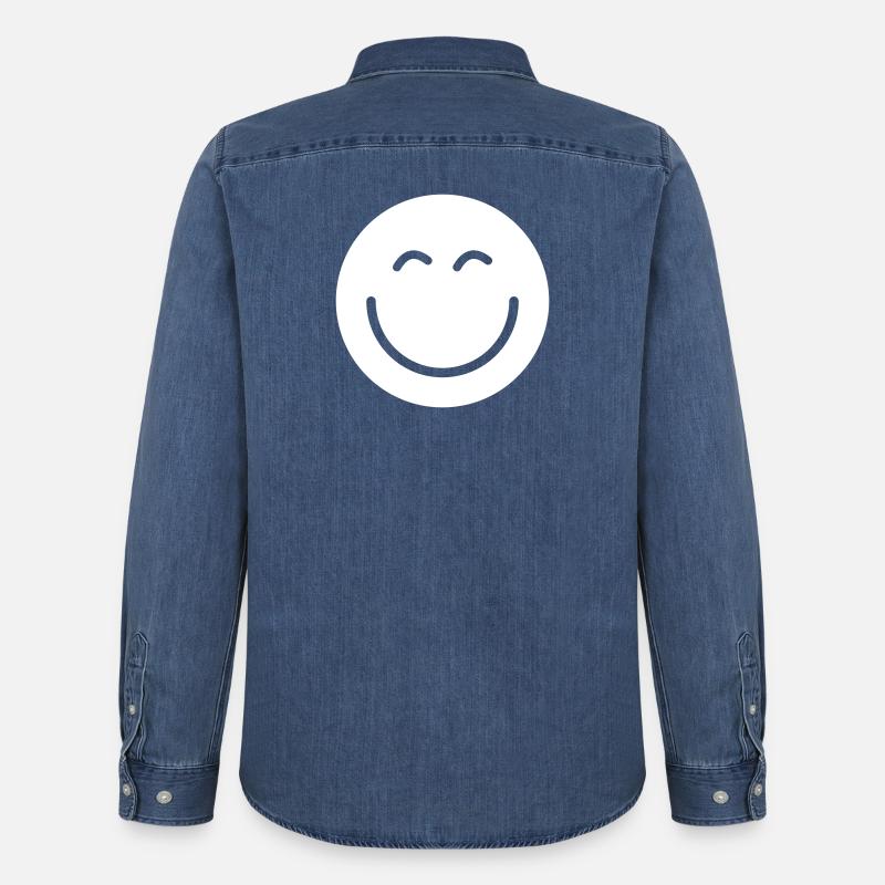 Smiley lächle gute Laune - Männer Jeanshemd Organic von Stanley/Stella - verwaschenes Mittelblau 