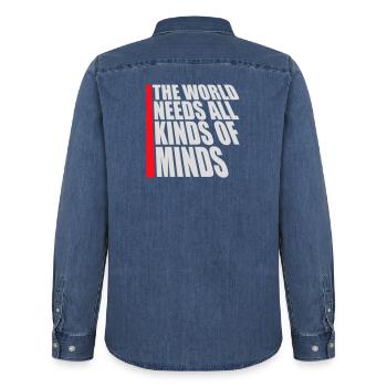 Le monde a besoin de toutes sortes d’esprits inspirants - Chemise en denim homme bio Stanley/Stella - bleu moyen délavé  - Dos - AI Model Male 185 light (185cm)