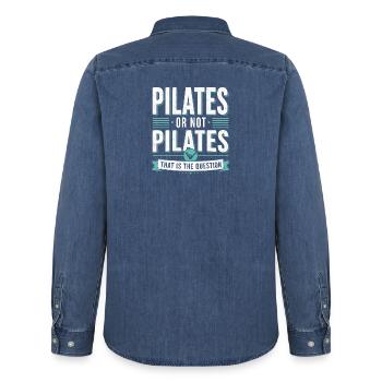 Pilates humor fitness quote sport - Men’s Organic Denim Shirt by Stanley/Stella - mid washy  - Back - AI Model Male 185 light (185cm)