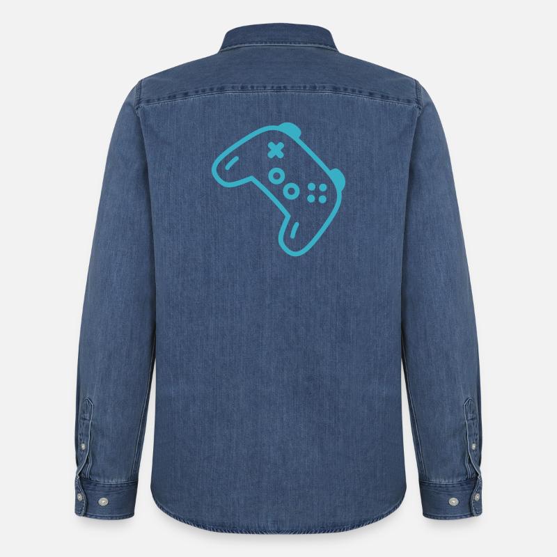 Türkise Controller-Silhouette - Männer Jeanshemd Organic von Stanley/Stella - verwaschenes Mittelblau