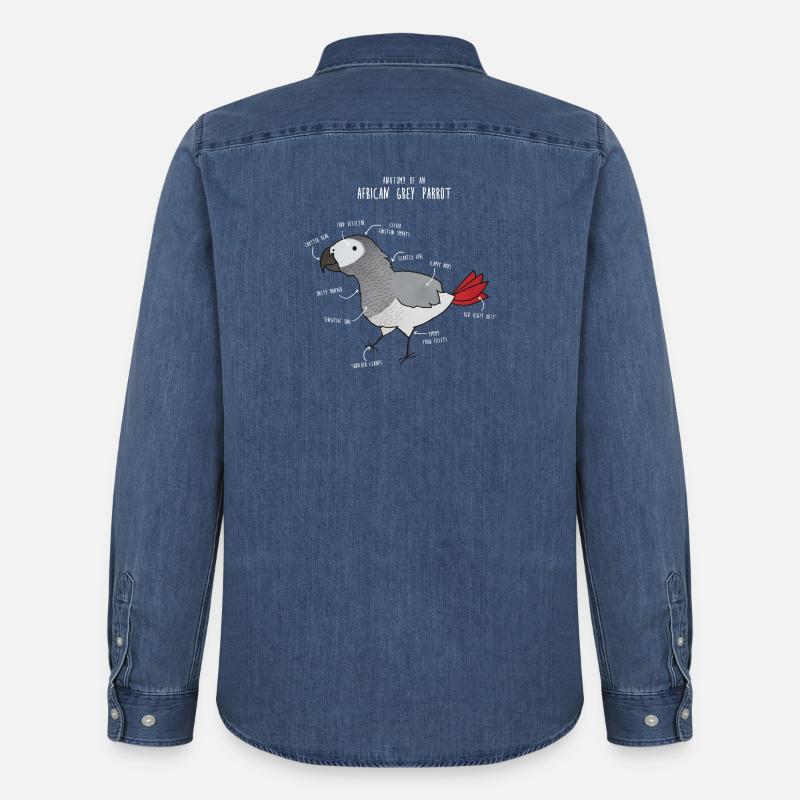 Anatomie du python royal - Chemise en denim homme bio Stanley/Stella - bleu moyen délavé 