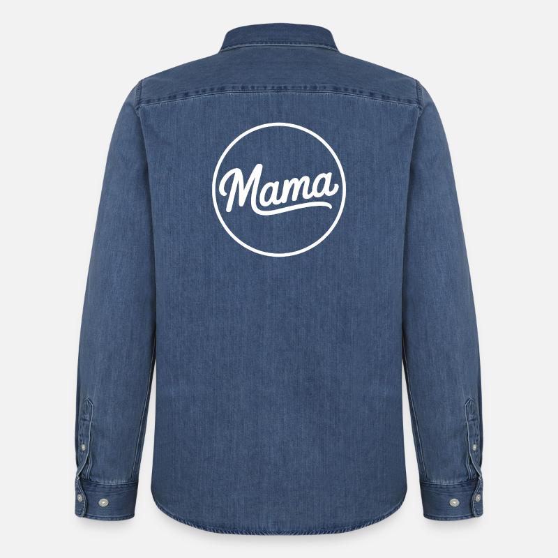 Mama Script Circle Logo Tee - Men’s Organic Denim Shirt by Stanley/Stella - mid washy