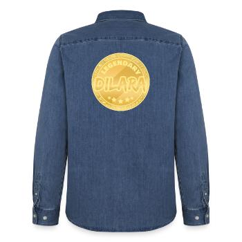 Daniel - Chemise en denim homme bio Stanley/Stella - bleu moyen délavé  - Dos - AI Model Male 185 light (185cm)