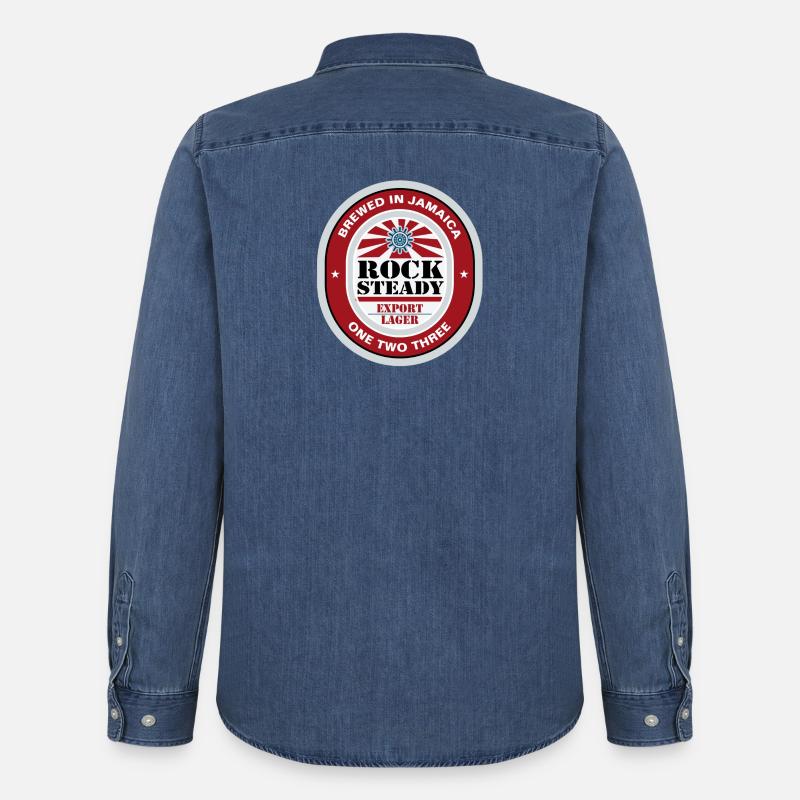 Rocksteady Beer Lable - Männer Jeanshemd Organic von Stanley/Stella - verwaschenes Mittelblau 