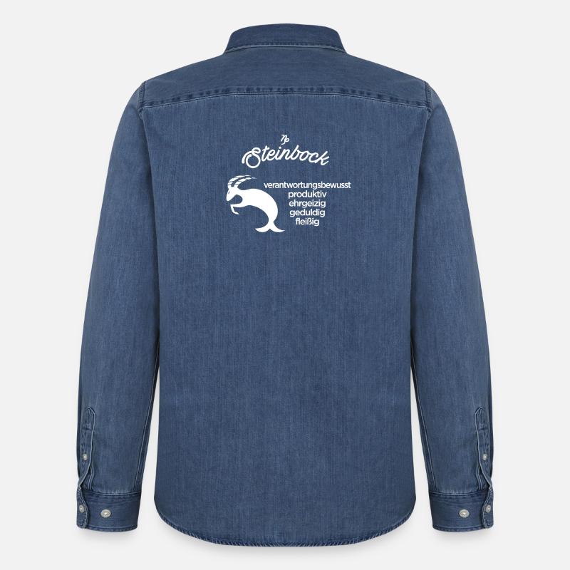 Sternzeichen Steinbock - Männer Jeanshemd Organic von Stanley/Stella - verwaschenes Mittelblau 