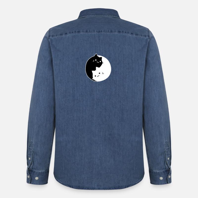 Katze Karma - Männer Jeanshemd Organic von Stanley/Stella - verwaschenes Mittelblau