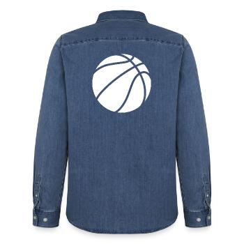 Basketball Logo weiß - Männer Jeanshemd Organic von Stanley/Stella - verwaschenes Mittelblau  - Hinten - AI Model Male 185 light (185cm)