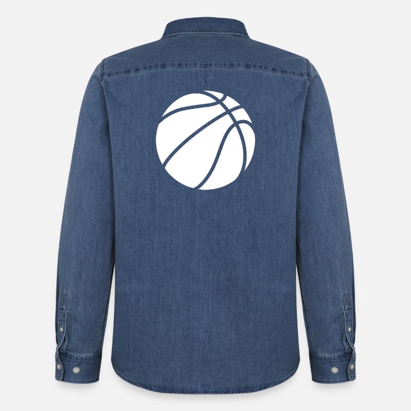 Basketball Logo weiß - Männer Jeanshemd Organic von Stanley/Stella - verwaschenes Mittelblau 