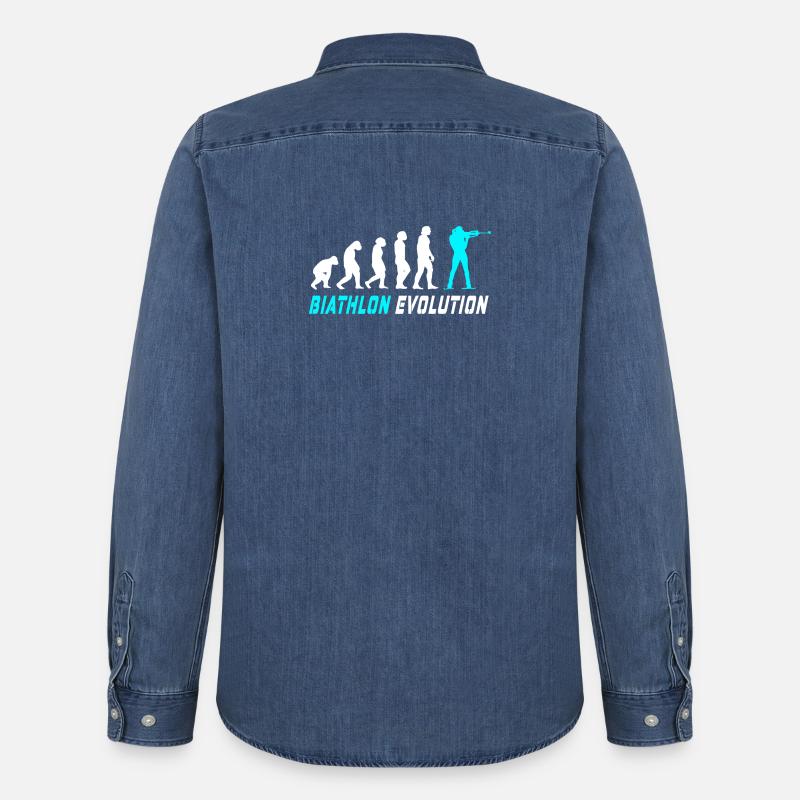 Conception / idée cadeau Evolution biathlon - Chemise en denim homme bio Stanley/Stella - bleu moyen délavé