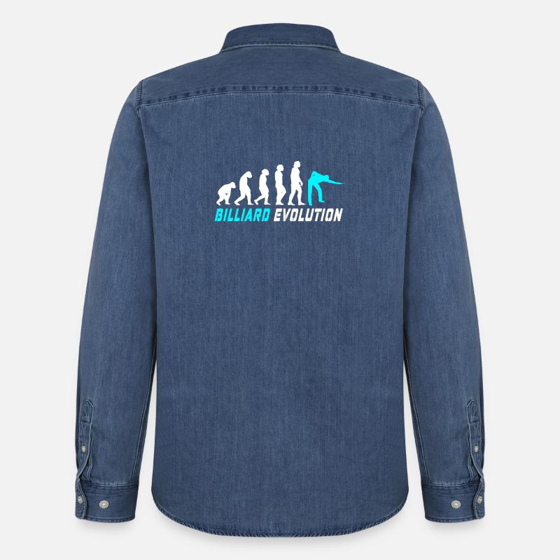 Billard Evolution Design / Geschenkidee - Männer Jeanshemd Organic von Stanley/Stella - verwaschenes Mittelblau 