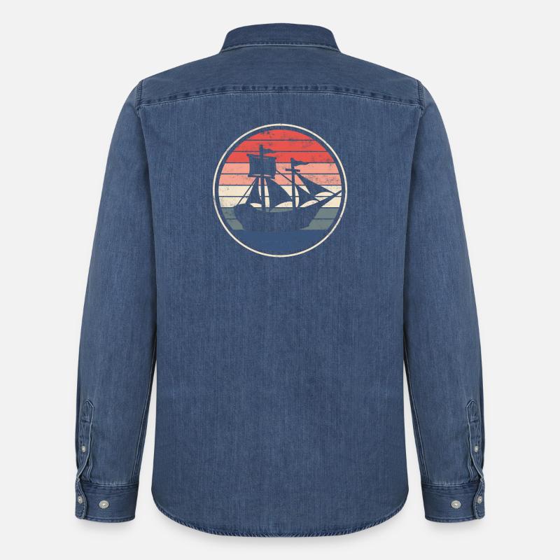 Boot Schiff Segelschiff - Männer Jeanshemd Organic von Stanley/Stella - verwaschenes Mittelblau 