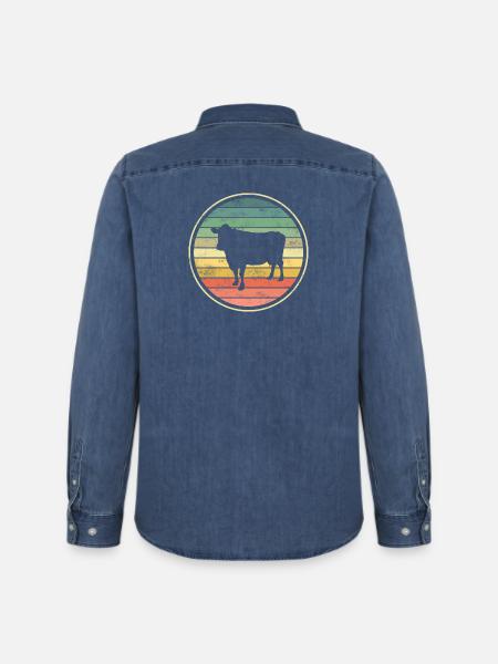 Kuh Kühe - Männer Jeanshemd Organic von Stanley/Stella - verwaschenes Mittelblau