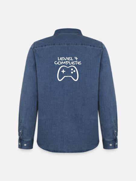 7. Geburtstag - Gamer 7 - 7 Jahre Geschenk - Männer Jeanshemd Organic von Stanley/Stella - verwaschenes Mittelblau