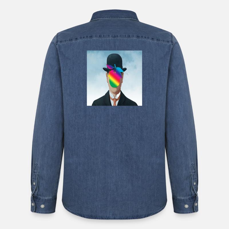 Regenbogen Apfel-Mann - Männer Jeanshemd Organic von Stanley/Stella - verwaschenes Mittelblau 