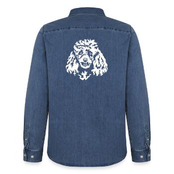 Pudel Kopf "Black Edition" - Männer Jeanshemd Organic von Stanley/Stella - verwaschenes Mittelblau  - Hinten - AI Model Male 185 light (185cm)