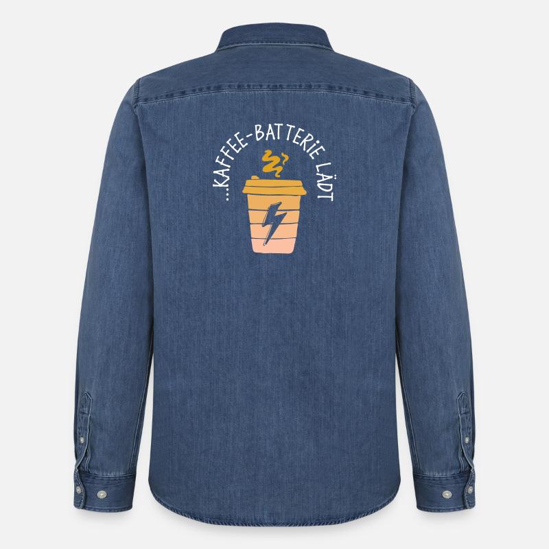 Kaffee Trinken Koffein Statement Kaffeetrinker - Männer Jeanshemd Organic von Stanley/Stella - verwaschenes Mittelblau 