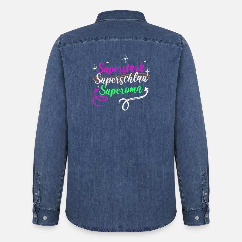 Superoma Spruch Großmutter Oma Rentnerin - Männer Jeanshemd Organic von Stanley/Stella - verwaschenes Mittelblau 