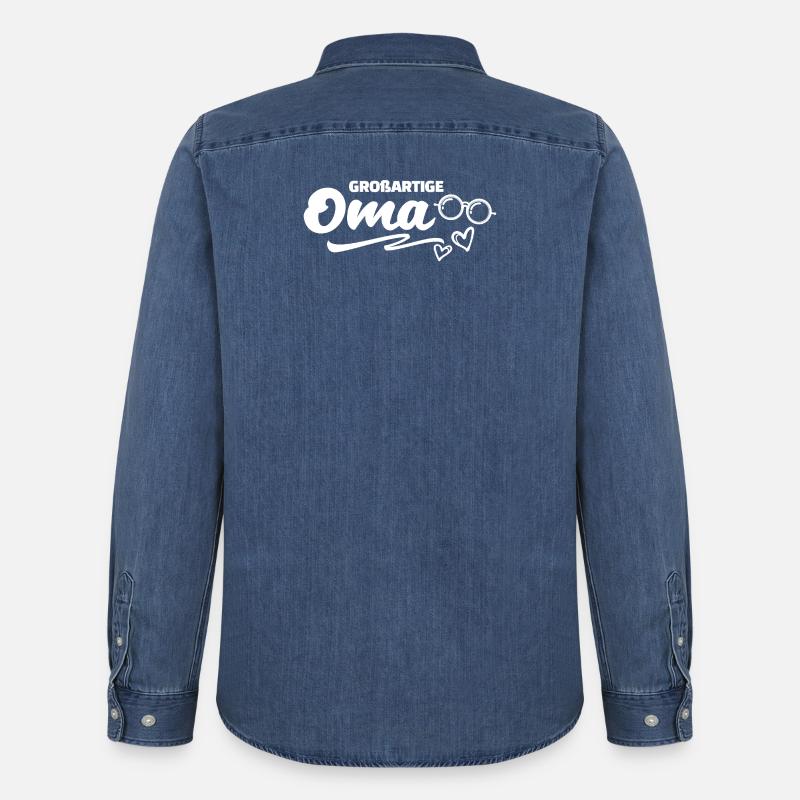 Großmutter Cool Oma Statement Brille Großmama - Männer Jeanshemd Organic von Stanley/Stella - verwaschenes Mittelblau 