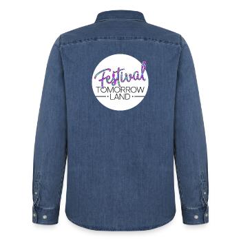 Tomorrowland Festival - Men’s Organic Denim Shirt by Stanley/Stella - mid washy  - Back - AI Model Male 185 light (185cm)