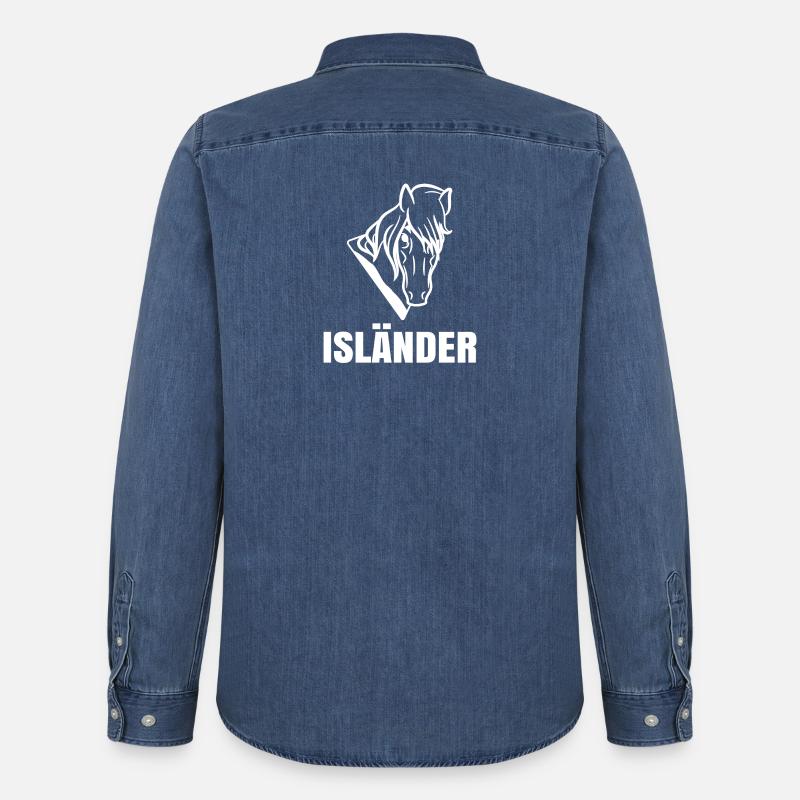 Isländer Pferde Islandpferde Spruch Pferdenarr - Männer Jeanshemd Organic von Stanley/Stella - verwaschenes Mittelblau 