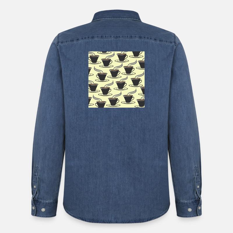tolle küchenmuster, kaffeetassenmuster - Männer Jeanshemd Organic von Stanley/Stella - verwaschenes Mittelblau 