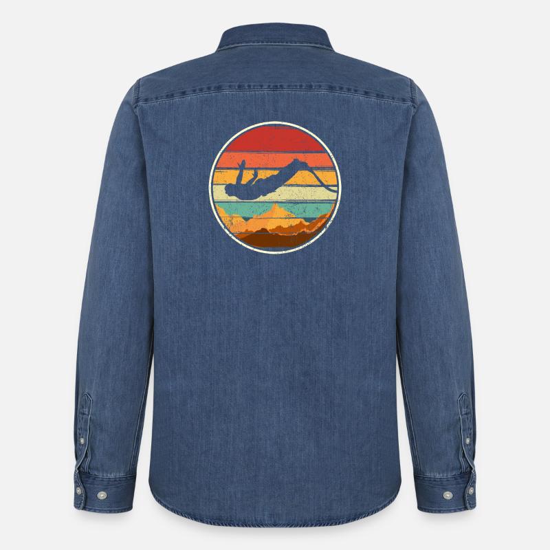 Sunset Summit Dive Circle - Männer Jeanshemd Organic von Stanley/Stella - verwaschenes Mittelblau 