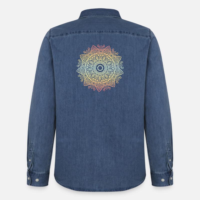 Mandala - Männer Jeanshemd Organic von Stanley/Stella - verwaschenes Mittelblau 