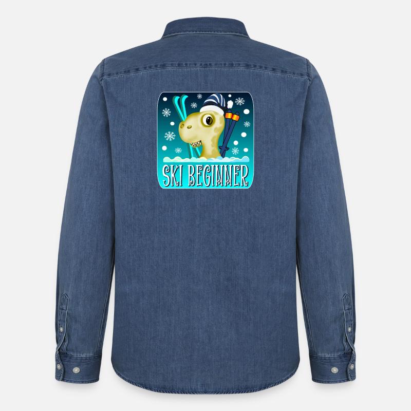 SKI BEGINNER - WINTER DINOSAURIER - Männer Jeanshemd Organic von Stanley/Stella - verwaschenes Mittelblau