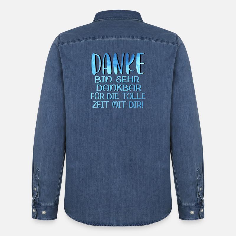 Abschiedsgeschenke - TOLLE ZEIT MIT DIR SPRÜCHE - Männer Jeanshemd Organic von Stanley/Stella - verwaschenes Mittelblau 