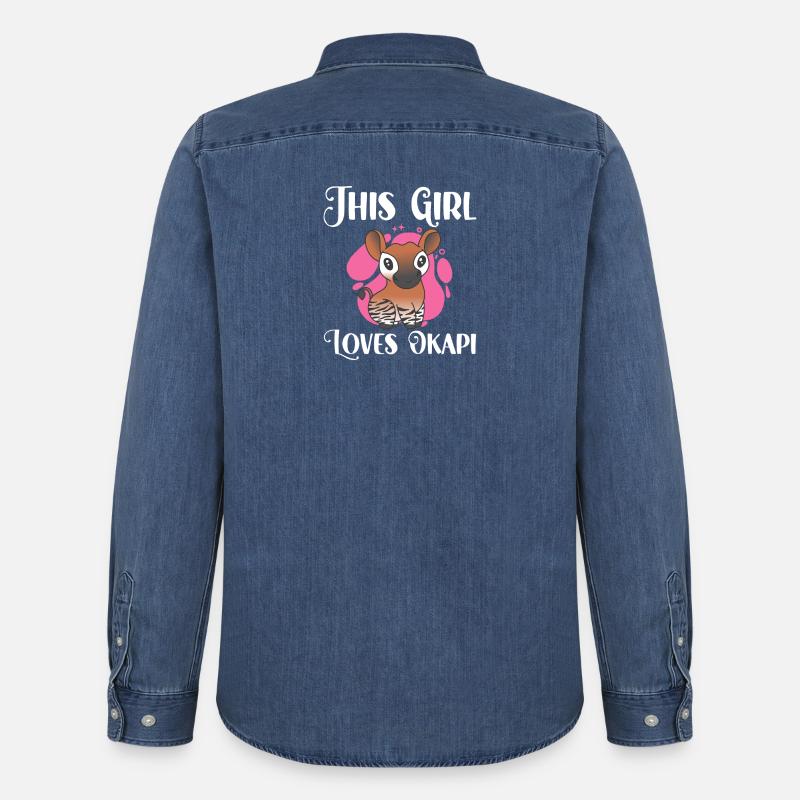 Dieses Mädchen liebt Okapi - Männer Jeanshemd Organic von Stanley/Stella - verwaschenes Mittelblau 