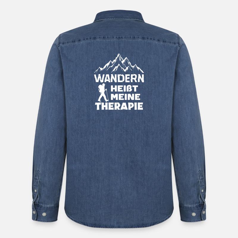Wandern Bergsteigen Statement Wanderung Wanderer - Männer Jeanshemd Organic von Stanley/Stella - verwaschenes Mittelblau 
