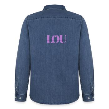 Lou - Chemise en denim homme bio Stanley/Stella - bleu moyen délavé  - Dos - AI Model Male 185 light (185cm)